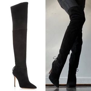 Pour La Victoire Caterina Black Suede Boots 8